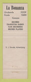 Matchbook Cover - La Bonanza Music Instruments Curacao LPs Records BLUE