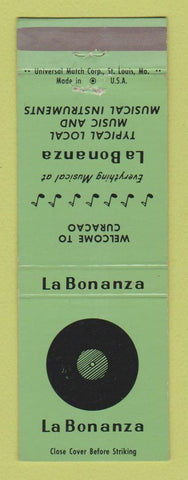 Matchbook Cover - La Bonanza Music Instruments Curacao LPs Records GREEN