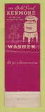 Matchbook Cover - Sears Coldspot Refrigerator Kenmore Washing Machine