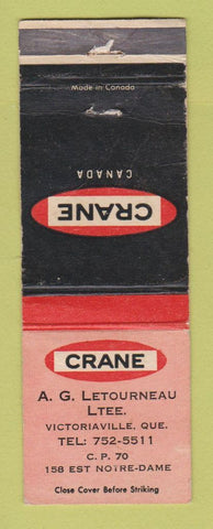 Matchbook Cover - Crane Bathroom Fixtures Victoriaville QC WORN