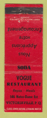 Matchbook Cover - Vogue Restaurant Victoriaville QC WEAR RED