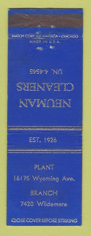 Matchbook Cover - Neuman Cleaners Detroit MI