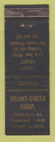 Matchbook Cover - Grant Smith Scrap Iron Metal Detroit MI