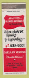 Matchbook Cover - Oakland Vending Charlie Palaian Pontiac MI Cigarettes