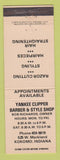 Matchbook Cover - Yankee Clipper Barber Shop Kokomo IN