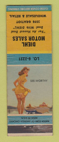 Matchbook Cover - Diehl Motor Sales Detroit MI pinup WEAR