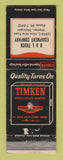 Matchbook Cover - Timken Roller Bearings B&L Truck Parts Warren MI WEAR