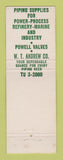 Matchbook Cover - WTA WT Andrew Powell Valves Pipe Fittings Detroit MI
