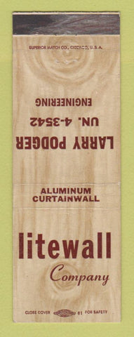 Matchbook Cover - Litewall Company Aluminum Wall Larry Podger