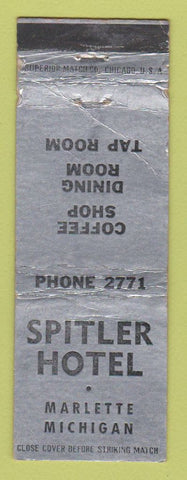 Matchbook Cover - Spitler Hotel Marlette MI WORN