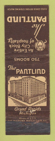 Matchbook Cover - The Pantlind Hotel Grand Rapids MI WEAR