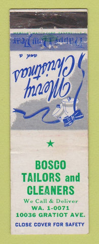 Matchbook Cover - Bosco Tailors Cleaners Detroit MI Christmas