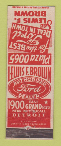Matchbook Cover - Lewis Brown Ford Detroit MI ARROW