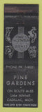 Matchbook Cover - Pine Gardens Cadillac MI shuffleboard