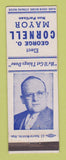 Matchbook Cover - George O Cornell for Mayor Election Detroit?