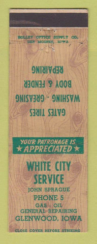 Matchbook Cover - White City Service Glenwood IA Gates Tires John Sprague