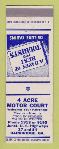 Matchbook Cover - 4 Acre Motor Court Bainbridge GA