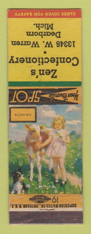 Matchbook Cover - Zen's Confectionery Dearborn MI