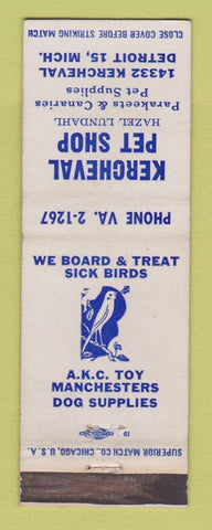 Matchbook Cover - Kercheval Pet Shop Detroit MI