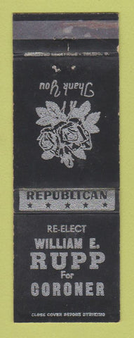 Matchbook Cover - William Rupp Coroner Election Detroit? WEAR