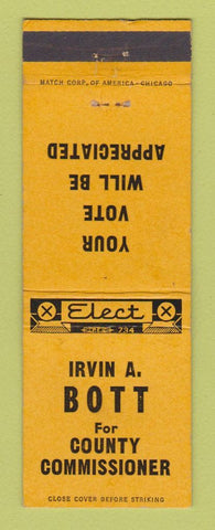 Matchbook Cover - Irvin Bott for County Commissioner Detroit?