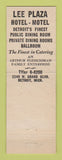 Matchbook Cover - Lee Plaza Hotel Motel Detroit MI