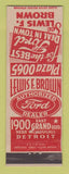 Matchbook Cover - Lewis Brown Ford Detroit MI ARROW WORN