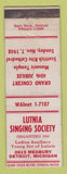 Matchbook Cover - Lutnia Singing Society Detroit MI 1948 WEAR