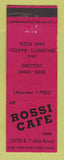 Matchbook Cover - Rossi Cafe Detroit MI Pizza