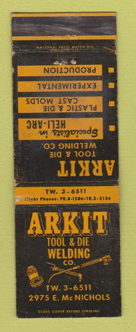 Matchbook Cover - Arkit Tool Die Welding Detroit MI WORN