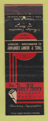 Matchbook Cover - Thos Henry Monotype Composition Detroit MI