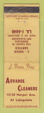 Matchbook Cover - Advance Cleaners Detroit MI WEAR