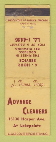 Matchbook Cover - Advance Cleaners Detroit MI WEAR