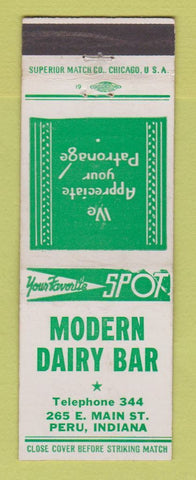 Matchbook Cover - Modern Dairy Bar Peru IN