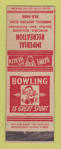 Matchbook Cover - Imperial Recreation Bowling Detroit MI ARROW billiards