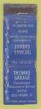 Matchbook Cover - Thomas Garage WORN