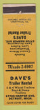Matchbook Cover - Dave's Trailer Rental Detroit MI