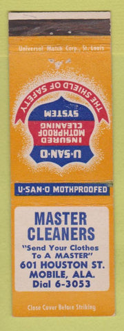 Matchbook Cover - Master Cleaners Mobile AL
