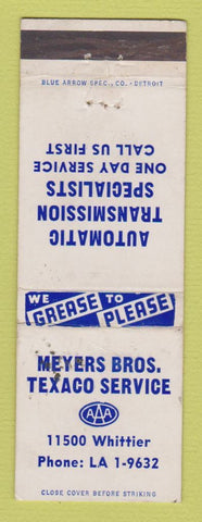 Matchbook Cover - Meyers Bros Texaco oil gas Detroit MI WEAR