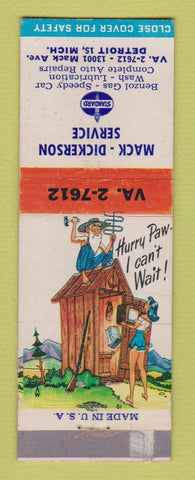Matchbook Cover - Mack Dickerson Standard oil gas Detroit MI hillbilly