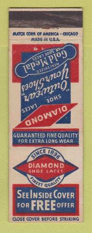 Matchbook Cover - Diamond Shoe Laces Chicago Heights IL
