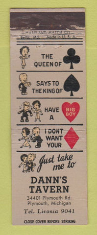 Matchbook Cover - Dann's Tavern Plymouth MI