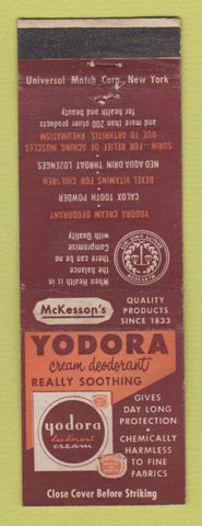 Matchbook Cover - Yodora Cream Deodorant McKesson's