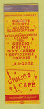 Matchbook Cover - Giulio's Cafe Detroit MI Pizza