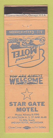 Matchbook Cover - Star Gate Motel Indian River MI WEAR