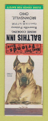 Matchbook Cover - Balthis Inn Brownsville OH Great Dane