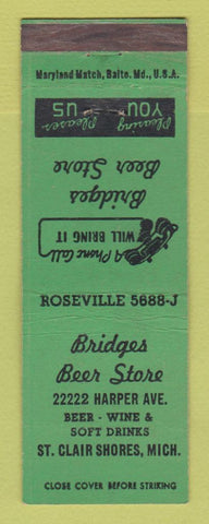Matchbook Cover - Bridges Beer Store St Clair Shores MI