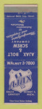 Matchbook Cover - Ajax Bolt and Screw Detroit MI