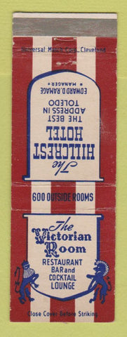 Matchbook Cover - Hillcrest Hotel Toledo OH Victorian Room WEAR