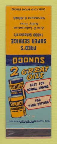 Matchbook Cover - Sunoco oil gas Fred's Detroit MI